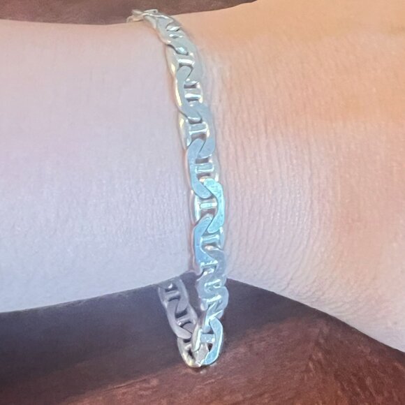 Sterling Silver mariner link chain Bracelet 925 Italy Elegant Jewelry Piece 8" - Picture 9 of 10